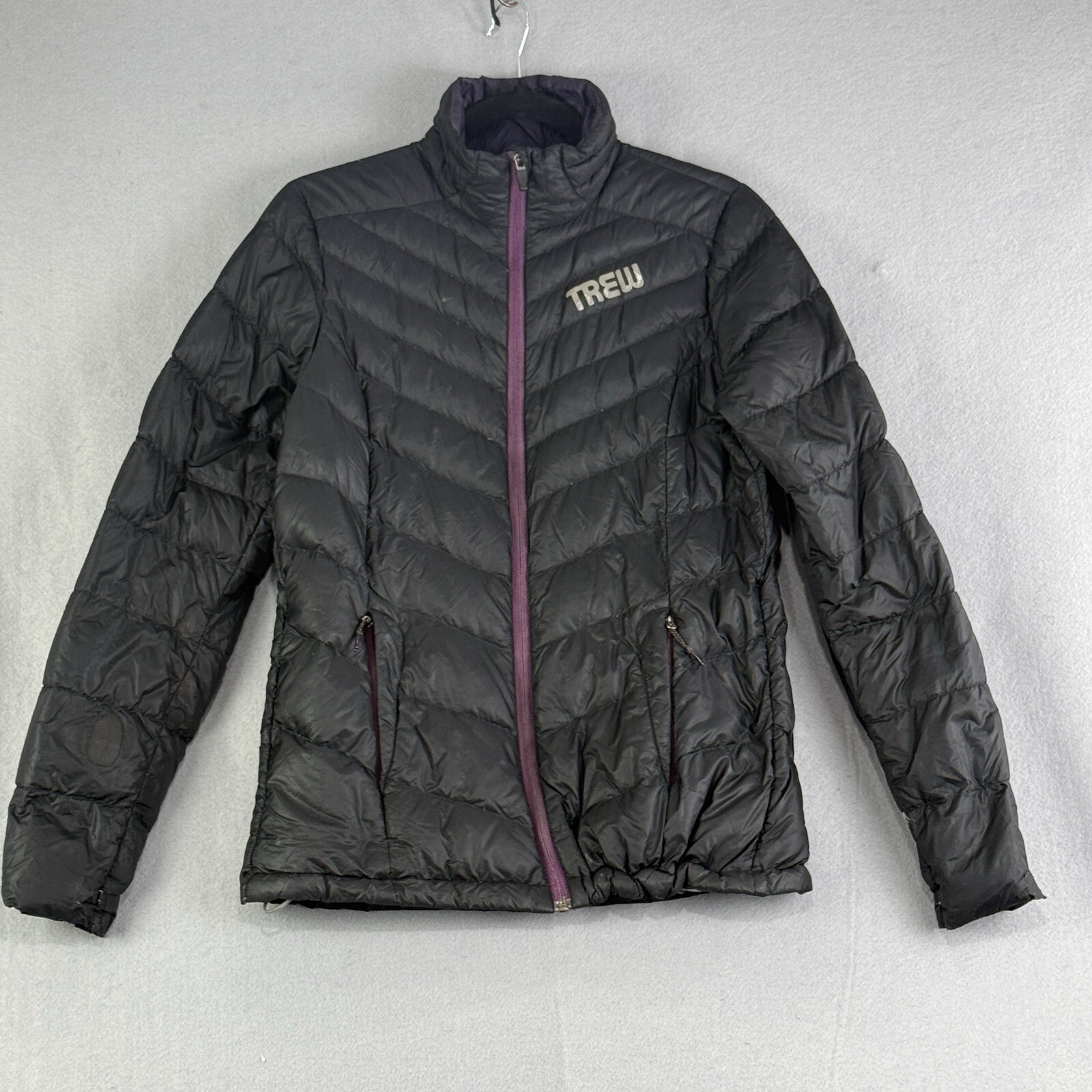 Trew Gear Super Down Quilted Puffer Jacket Women S Black 850+ Full Zip Patched