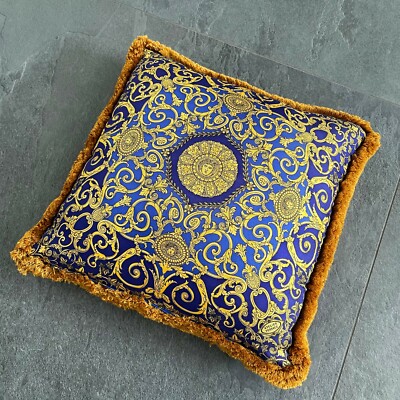 GIANNI VERSACE pillow silk fringed Golden Vanitas & Ivy 16” S/S