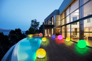 Led Garten Kugel Leuchte Bis 80 Cm E 27 Led Farbwechsel Fernbedienung Timer 220v Ebay