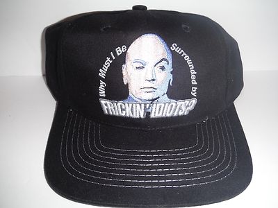  Vintage 1999 Austin Powers Strapback Hat Dr. Evil Movie OSFA Black NEW W/Tag