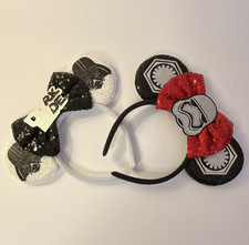 Star Wars, Stormtrooper Dark Side, Sequined Minnie Ears Headbands, 2 set new.