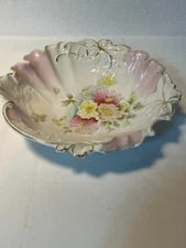 RS Germany RS Prussia Antique Porcelain Bowl  With Flowers 10 unmarked