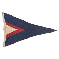 Vintage Cotton Sewn Yacht Club Pennant Striped Old Signal Art Nautical Flag