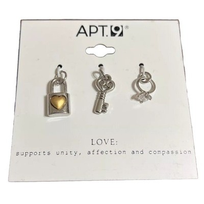 LOT OF 5: Apt 9 Charms Silver Set Lock Key Ring Jewelry Love Gifts Xmas Crafts