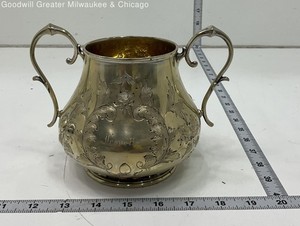 Unbranded Silver Engraved Floral Double Handle Victorian Style Sugar Bowl 6