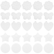 Plastic Canvas Sheets Kit 25 Pcs 7 Count 5 Shapes Circles Butterflies Hearts