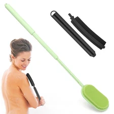Silicone Back Scrubber 14.6-27.6" Dual-Sided Adjustable Bath Shower Body Brush