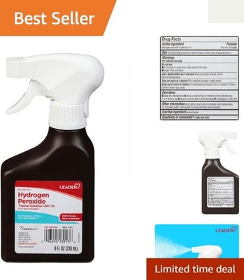 8 Fl Oz Hydrogen Peroxide 3% Antiseptic Spray, Easy-to-Use & Compact (2 Pack)