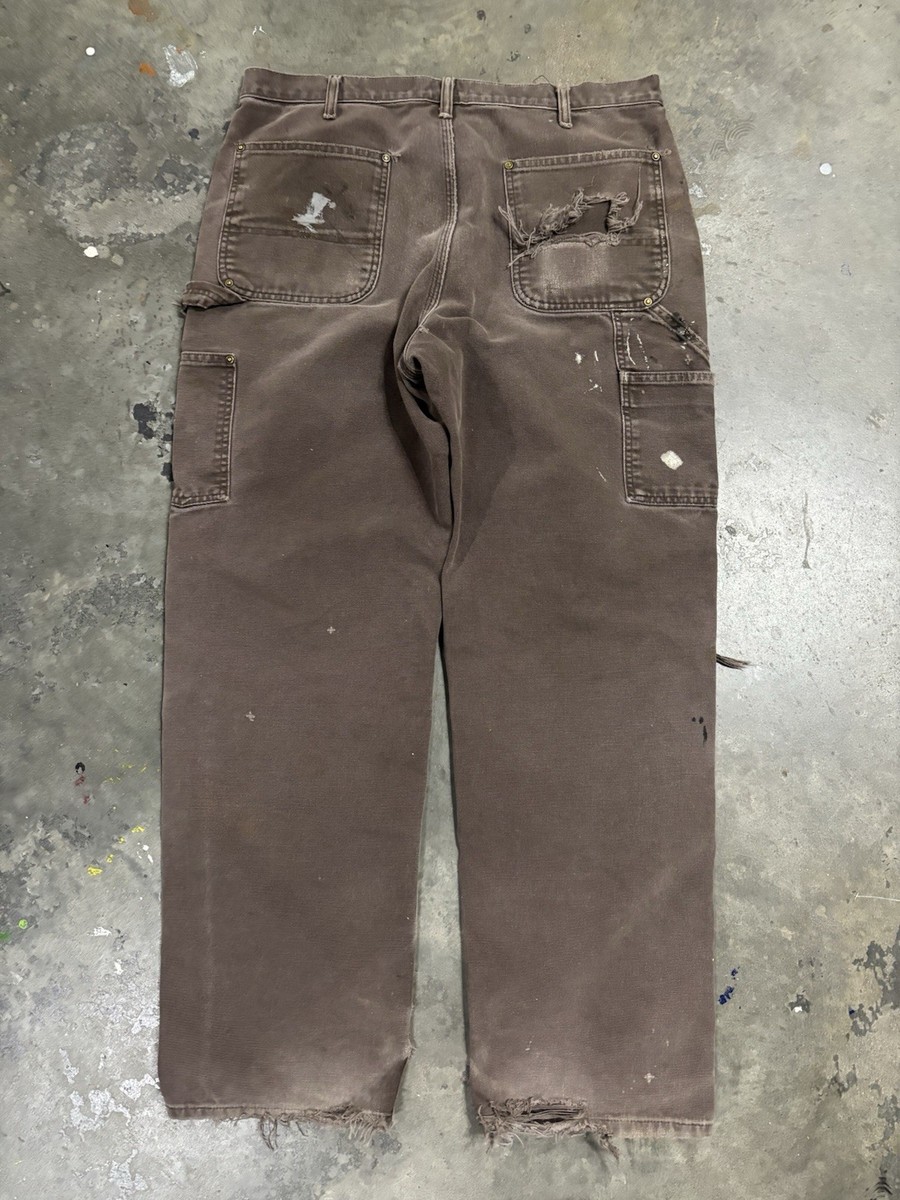Vintage Carhartt Double Knee Pants Dark Brown 34x32 Distressed