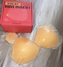 Sticky Bra Insert Invisible Push Up Reusable Silicone Strapless Beige