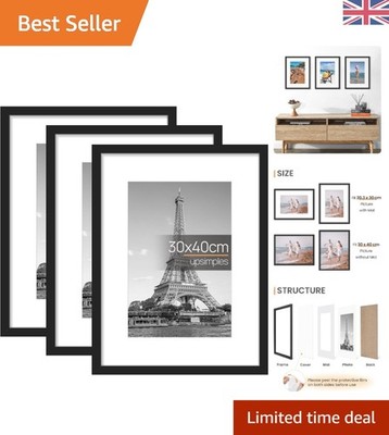 Elegante schwarze Bilderrahmen 3er Pack 30x40 cm mit austauschbaren Passepartouts