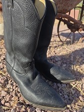 Justin Men's Cowboy Boots Black Leather USA Made Style 1332 9.5 D