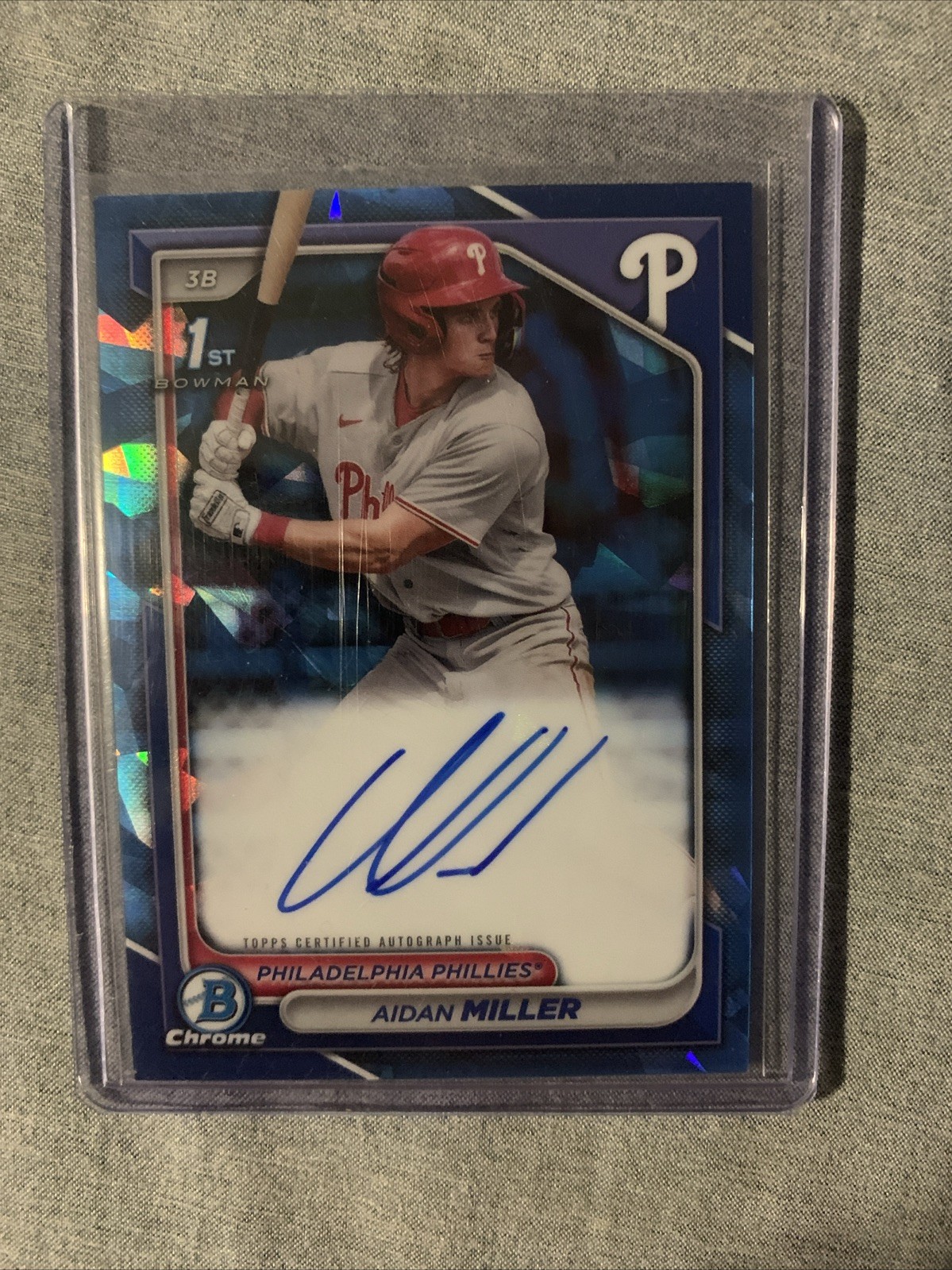 2024 Bowman Sapphire Aidan Miller 1st Chrome Prospects Refactor Auto Phillies RC