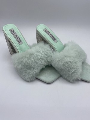 Cape Robbin Size 9 Heels Fur/rhinestone Green