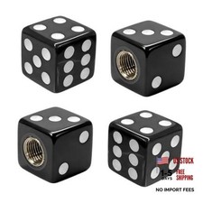 4pcs Dice Tire Valve Stem Caps Corrosion Resistant Dice Style Car Wheel Black