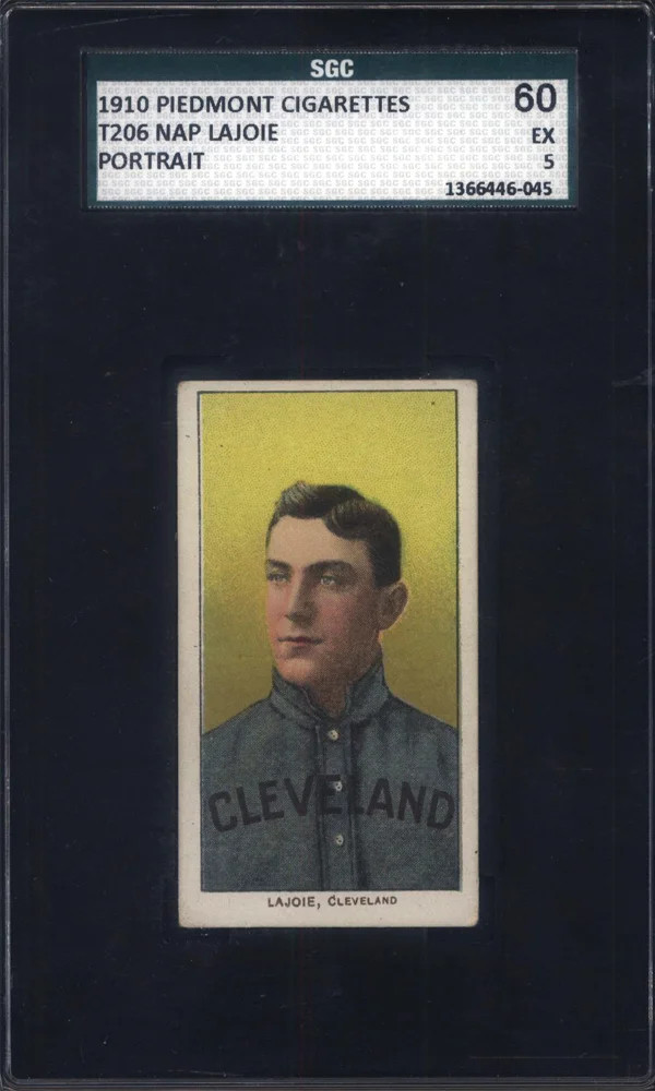 T206 Nap Lajoie Portrait Cleveland SGC 5 Piedmont Back