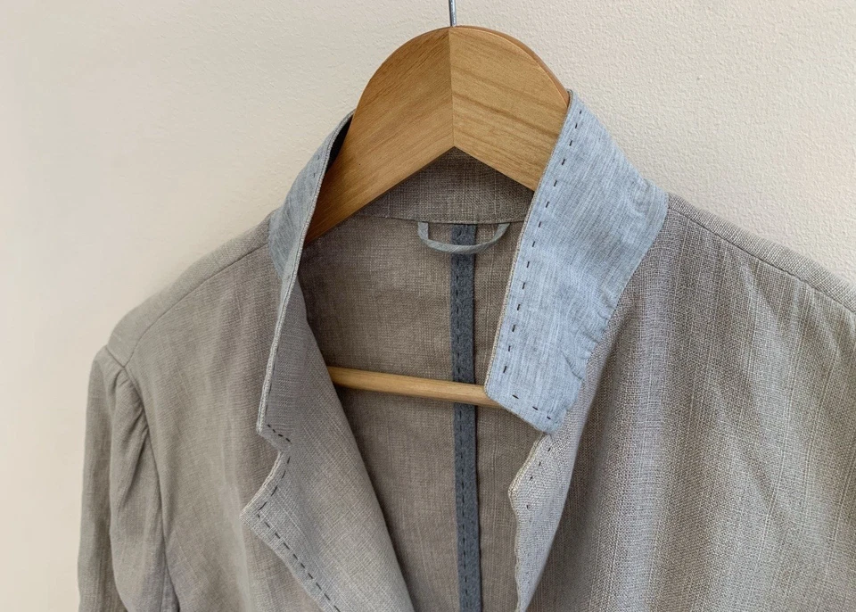 Brunello Cucinelli Women’s Linen Blazer Jacket Beige Brown Size XL  - Image 3 of 4