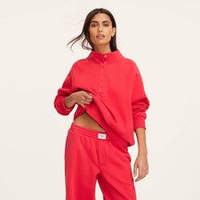 Women Snap Mockneck Popover Sweatshirt - Parke Red S/M