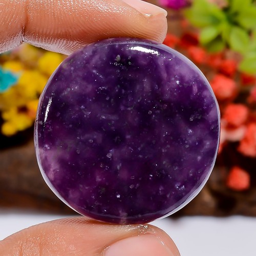 Authentic Purple Lepidolite Round Shape Cabochon Loose Gemstone 57 Ct 30X30X5mm - Picture 1 of 2