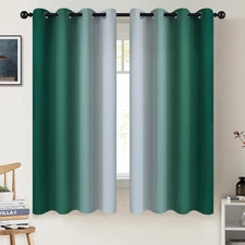 COSVIYA Ombre Green Blackout Curtains 63" Length - 2 Panels 52x63" Grommet Top