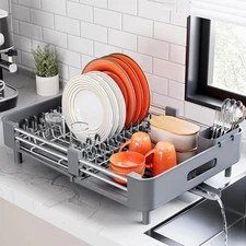 Stainless Steel Dish Drying Rack - Dish Drainer for Kitchen Counter, Extendab...