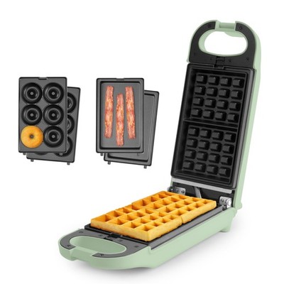 AROMA  Swap & Flip Waffle Maker with Removable Plates 3in1 Panini Press, Mini...