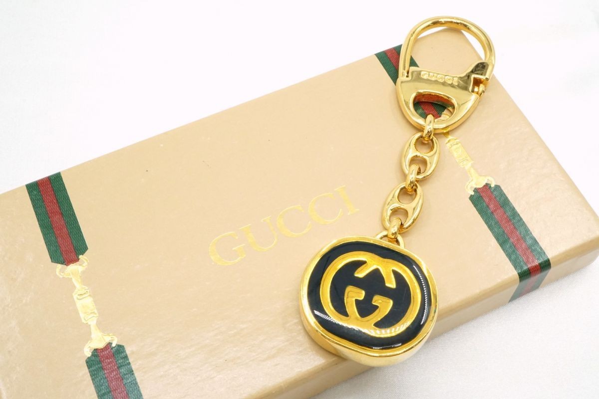 GUCCI Key Ring Keychain Charm Interlocking Gold Authentic | eBay