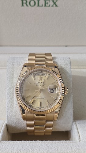 Rolex President 36mm 118238 Champ Stick Dial 18k Yellow Gold W...