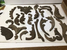 Vintage Ornate Oak Carved Wood Design Pieces Applique from Old Furniture Box L