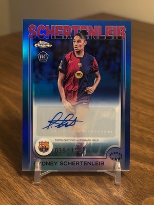 Sydney Schertenleib 2024-25 Topps Chrome UWCL Auto Blue Refractor /150 Rookie RC