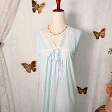 Blue Dainty floral coquette grandmacore Barbizon vintage nightgowns
