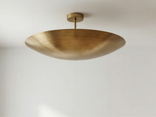Handmade Brass Perforated Bowl Ceiling Fixture - 6 Light Mid Century Chandelier