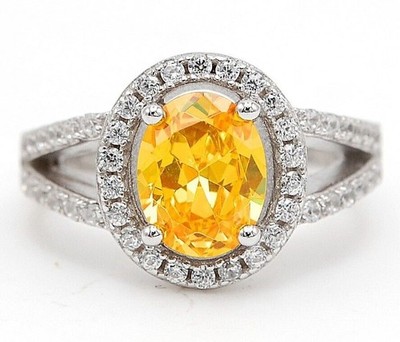 2 kt wärmebehandelter gelber Topas 925 massiver Sterlingsilber Ring Größe 7 UB1-6