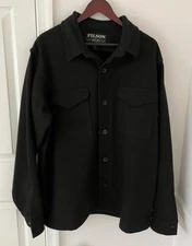 Men's CC Filson Co Black Button Shirt Jacket XL 100% Wool Jac-Shirt Classic $395