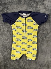 Boys Full One Piece Trucks Swim Suit Short Sleeve Size 4T