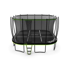 JumpFlex 19' Trampoline MEGA Outdoor Playset with Net and Ladder, Green/Black