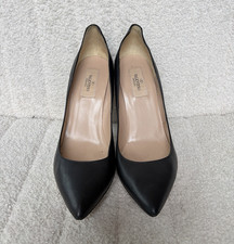 Valentino Garavani Black Leather Studded Stiletto Pumps Pointed Toe 8.5/39