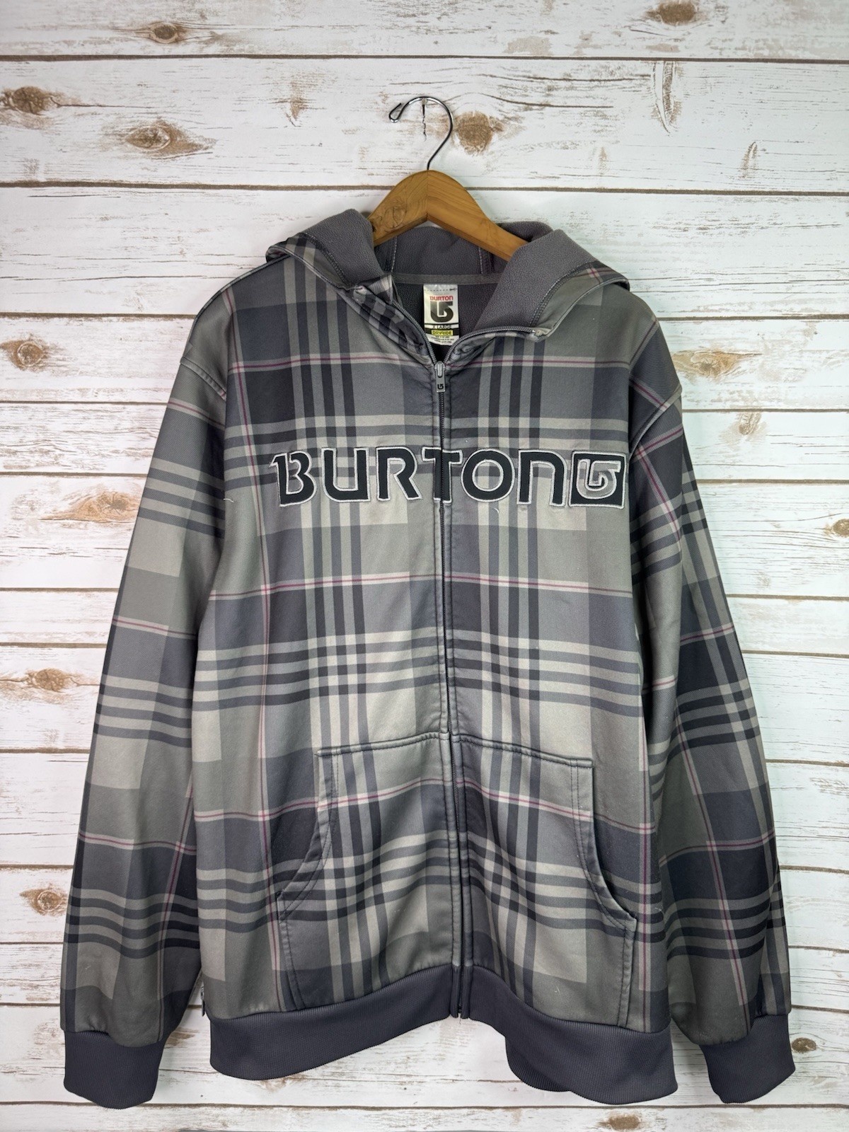 Vintage Y2K Burton Snowboards Plaid Full Zip Up Dryride Hoodie