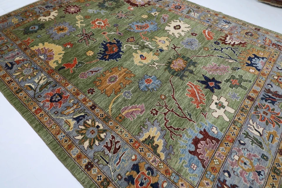 Alfombra Oushak Floral Vintage Verde Oliva 3x5 4x6 5x7 6x9 8x11 9x12 10x14 12x15 Foto 4 de 4