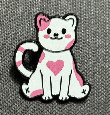 Rosa Liebe Herz weiße Katze Metall Pin Anstecker Brosche Meme lustig Kawaii Alt Goth Punk