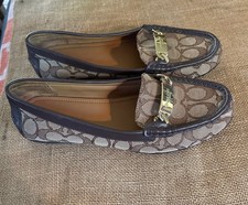 Coach A01918 Olive Signature Monogram Loafers/Brown Tan Women  s Shoes Sz 8B