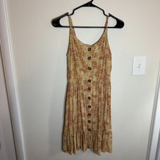 Japna orange and yellow floral mini dress with buttons size medium