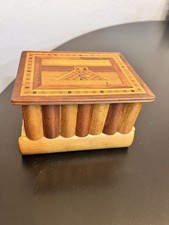 Vintage Wooden Secret Storage Puzzle Box W/ Multi-Step Entry Trinket Box Rare