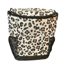 Leopard Print Insulated Cooler Backpack with Black Zipper