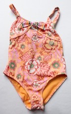 Roxy Girl's Wild Flower One Piece Stretch Swimsuit BL1 Papaya Size 7 NWT