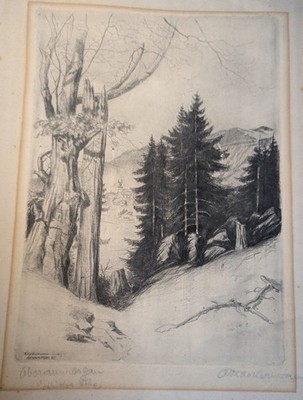 1921 Signed Ackermann Etching, LDS Prophet/President George Albert Smith Prov.