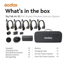 Godox SkyTalk Air 5S 2.4g Full-Duplex Wireless Intercom Headset System 5-Person