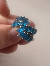 Vintage 9ct Gold Blue Marquise Cluster Ring S...
