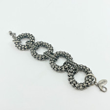 VTG Mark. Gunmetal Tone Textured Mesh Interlocking Ring Link Statement Bracelet