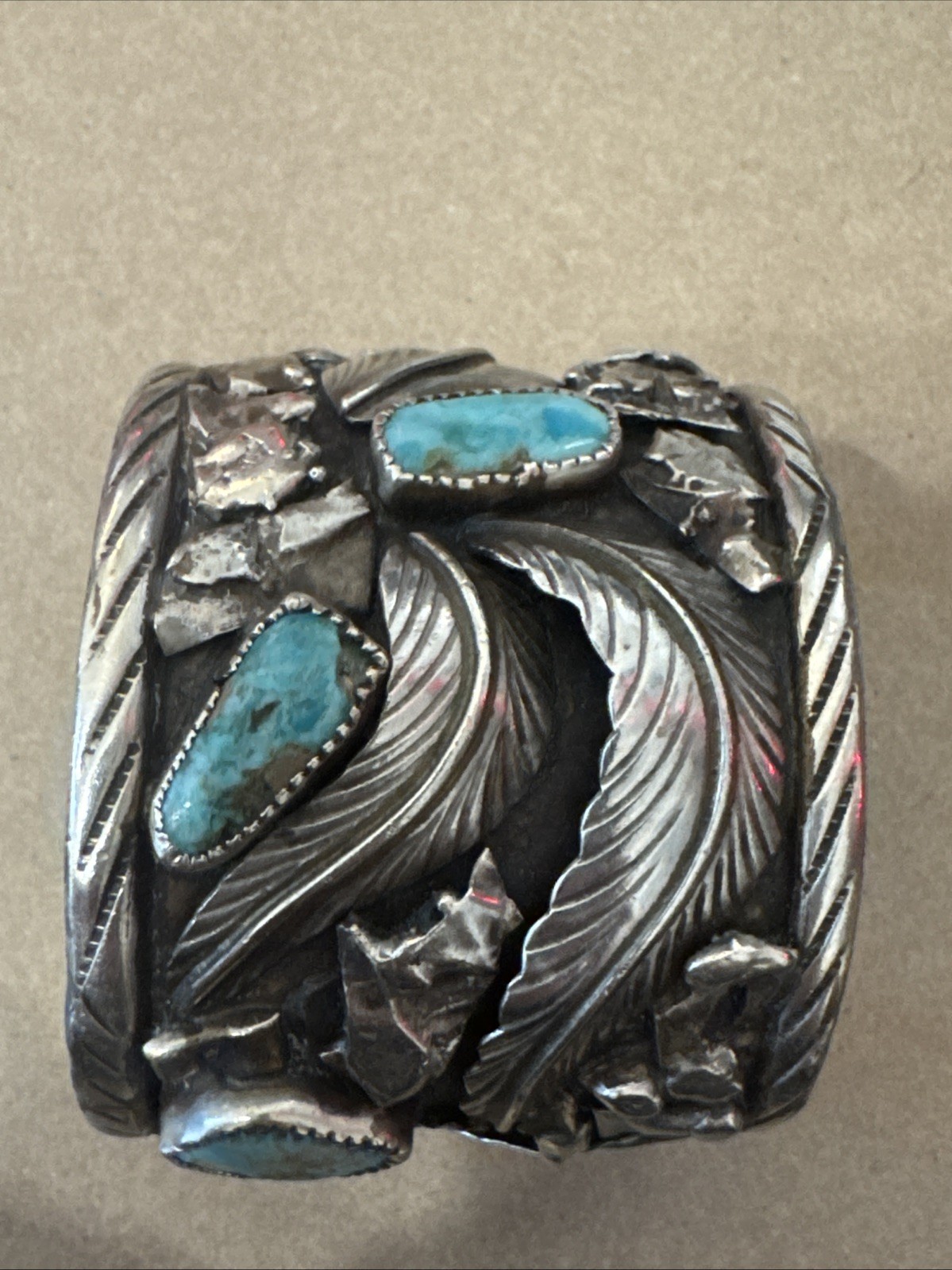 925 silver native amercan cuff braclet heavy soli… - image 1